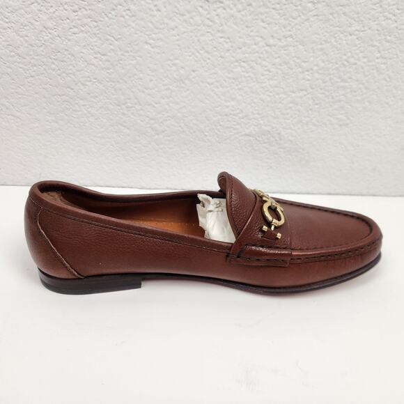 Salvatore Ferragamo Sport Gwendy Tan Pebble Calf Loafers Women Size 8B Brown New - Picture 3 of 14